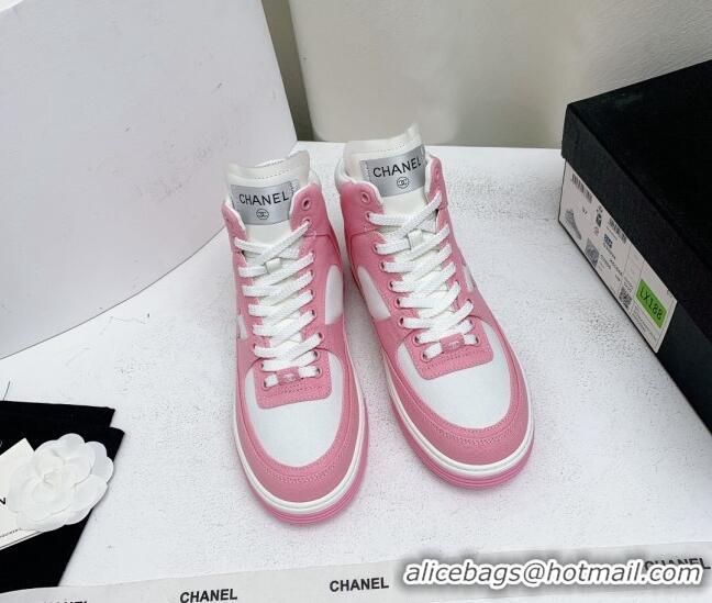 Popular Style Chanel Cotton High-Top Sneakers G45353 Pink 224076