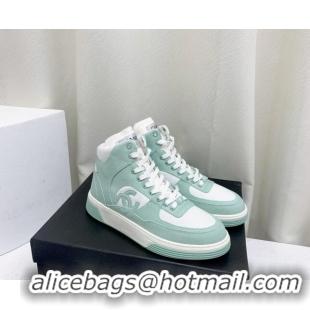 Low Price Chanel Cotton High-Top Sneakers G45353 Green 224078