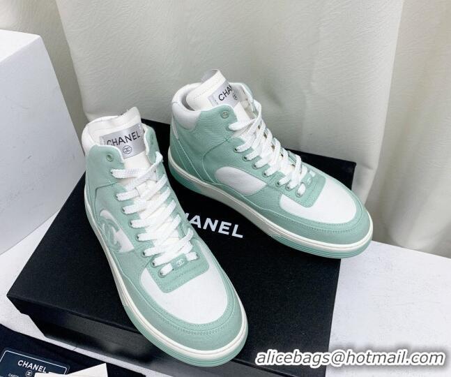 Low Price Chanel Cotton High-Top Sneakers G45353 Green 224078