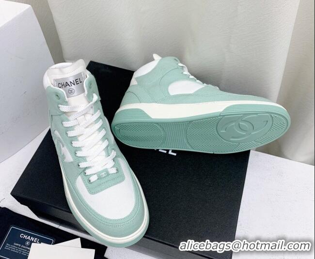 Low Price Chanel Cotton High-Top Sneakers G45353 Green 224078