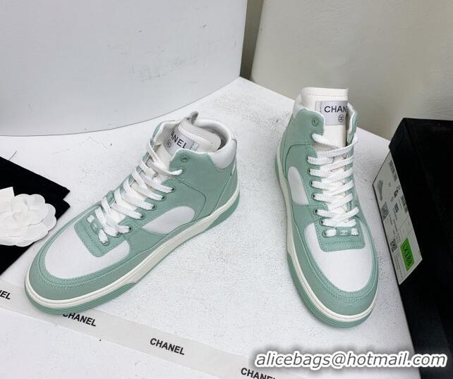 Low Price Chanel Cotton High-Top Sneakers G45353 Green 224078