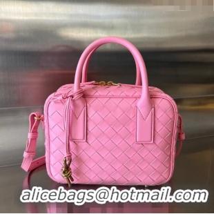 Discount Bottega Veneta Small Getaway Top Handle Bag in Intrecciato Leather 776736 Pink 2023