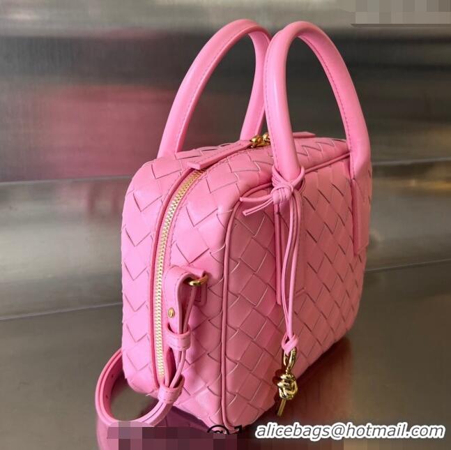 Discount Bottega Veneta Small Getaway Top Handle Bag in Intrecciato Leather 776736 Pink 2023