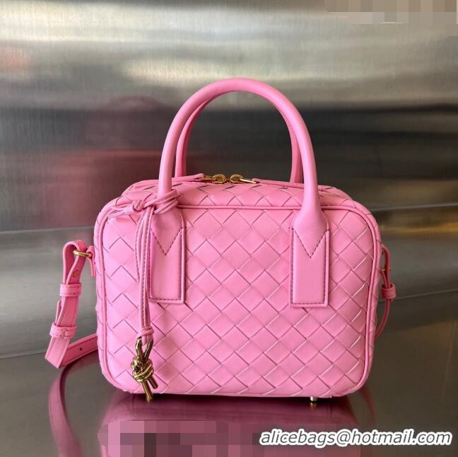 Discount Bottega Veneta Small Getaway Top Handle Bag in Intrecciato Leather 776736 Pink 2023