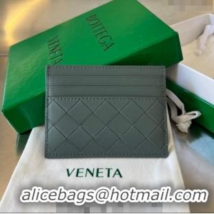 Good Taste Bottega Veneta Intrecciato Leather Credit Card Case 731956 Slate Grey 2024