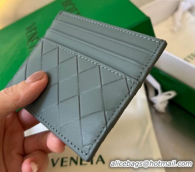 Good Taste Bottega Veneta Intrecciato Leather Credit Card Case 731956 Slate Grey 2024