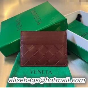 Luxury Cheap Bottega Veneta Intrecciato Leather Credit Card Case 731956 Burgundy 2024