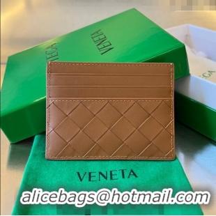 Promotional Bottega Veneta Intrecciato Leather Credit Card Case 731956 Wood Brown 2024