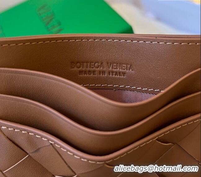 Promotional Bottega Veneta Intrecciato Leather Credit Card Case 731956 Wood Brown 2024