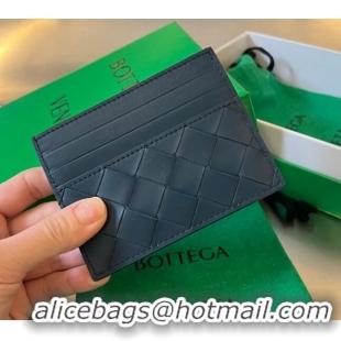 New Grade Bottega Veneta Intrecciato Leather Credit Card Case 731956 Dark Blue 2024