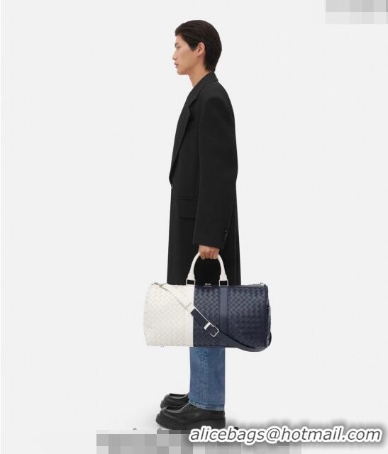 Shop Best Bottega Veneta Intrecciato Leather Medium Intrecciato Duffle Bag 755127 Space Blue/White 2024