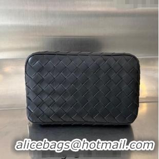 Famous Brand Bottega Veneta Intrecciato Leather Medium Organizer Clutch 765809 Black 2024