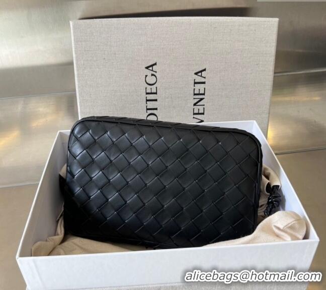 Famous Brand Bottega Veneta Intrecciato Leather Medium Organizer Clutch 765809 Black 2024