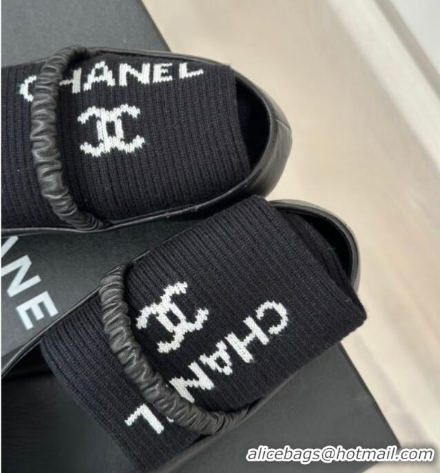 Best Price Chanel Lambskin Mary Janes Shoes with Tube Socks Black 031107