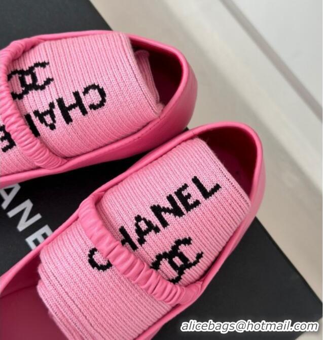 Pretty Style Chanel Lambskin Mary Janes Shoes with Tube Socks Pink 031110