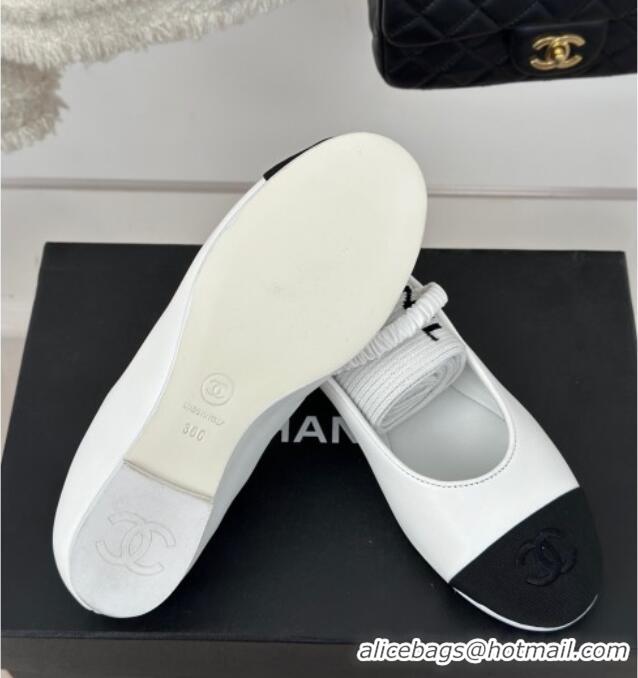 Generous Chanel Lambskin Mary Janes Shoes with Tube Socks White 031111