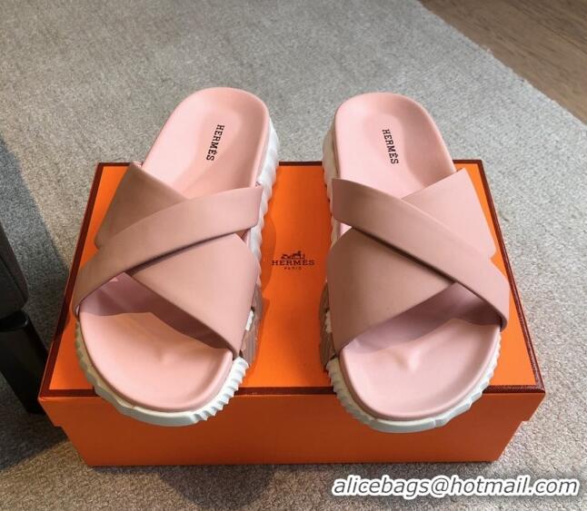 Shop Cheap Hermes Infra Slide Sandals in Nappa Leather Pink 226084