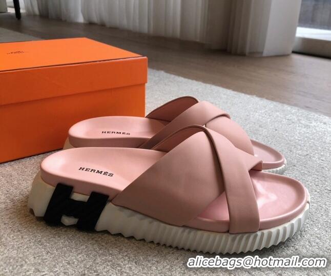 Shop Cheap Hermes Infra Slide Sandals in Nappa Leather Pink 226084