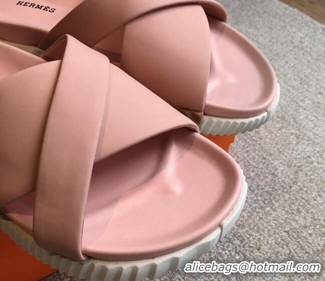 Shop Cheap Hermes Infra Slide Sandals in Nappa Leather Pink 226084