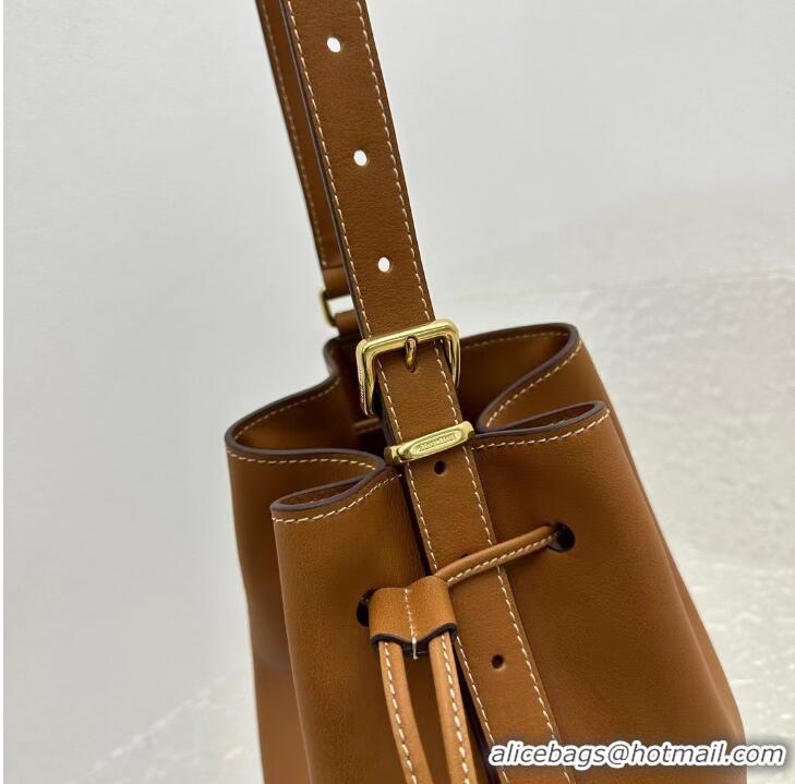 Buy Grade Miu Miu Original Leather Bucket Bag 5BE089 Brown