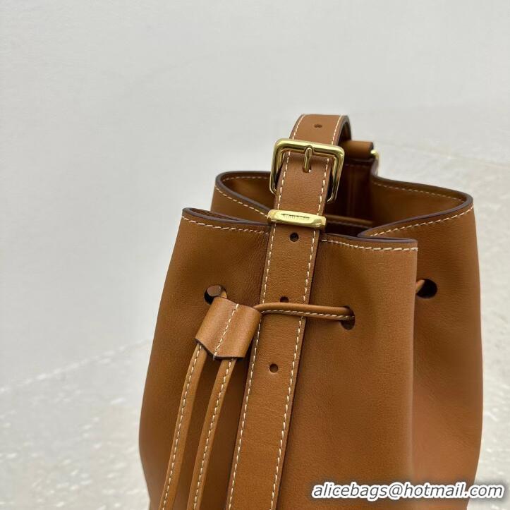 Buy Grade Miu Miu Original Leather Bucket Bag 5BE089 Brown