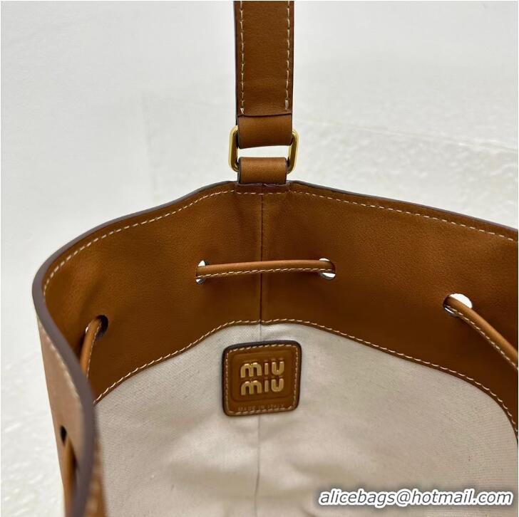 Buy Grade Miu Miu Original Leather Bucket Bag 5BE089 Brown