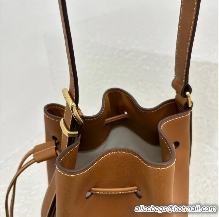 Buy Grade Miu Miu Original Leather Bucket Bag 5BE089 Brown