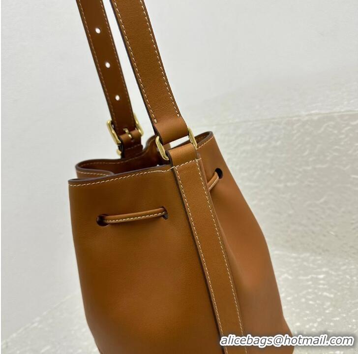 Buy Grade Miu Miu Original Leather Bucket Bag 5BE089 Brown