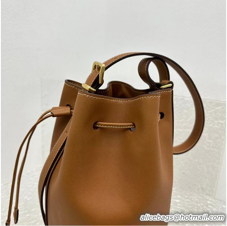 Buy Grade Miu Miu Original Leather Bucket Bag 5BE089 Brown