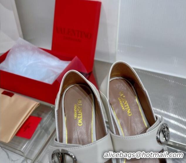 Best Price Valentino VLogo Mary Janes Ballerinas Flat in Lambskin White 0227003