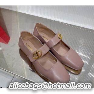 Purchase Valentino VLogo Mary Janes Ballerinas Flat in Lambskin Nude 0227005