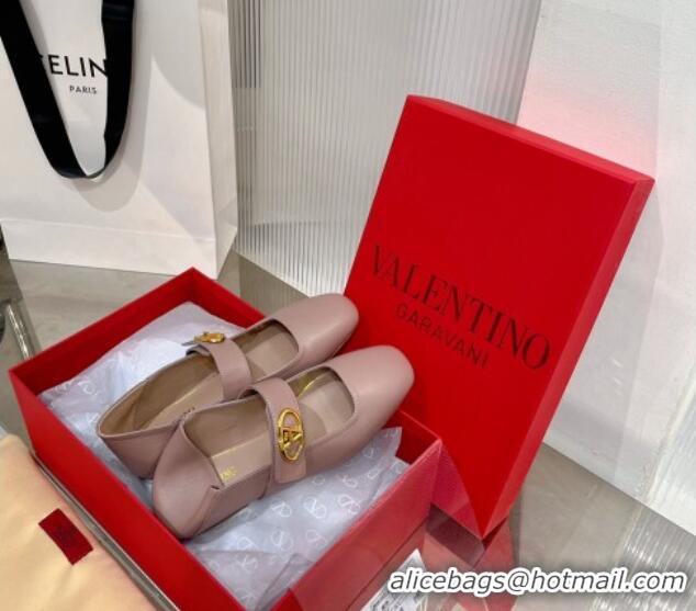 Purchase Valentino VLogo Mary Janes Ballerinas Flat in Lambskin Nude 0227005