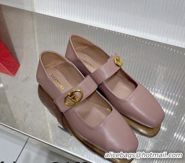 Purchase Valentino VLogo Mary Janes Ballerinas Flat in Lambskin Nude 0227005