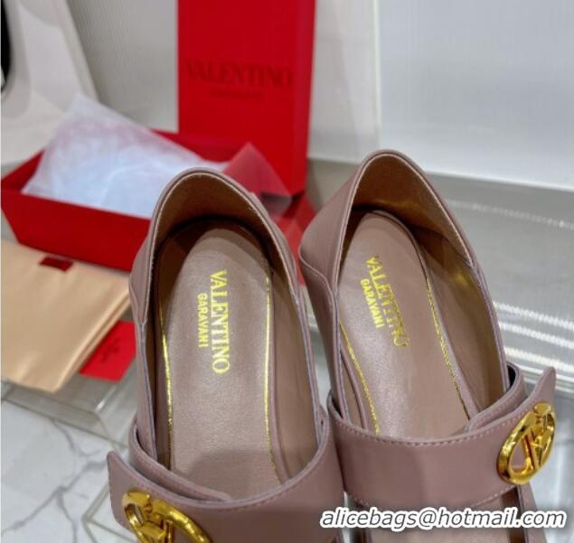 Purchase Valentino VLogo Mary Janes Ballerinas Flat in Lambskin Nude 0227005