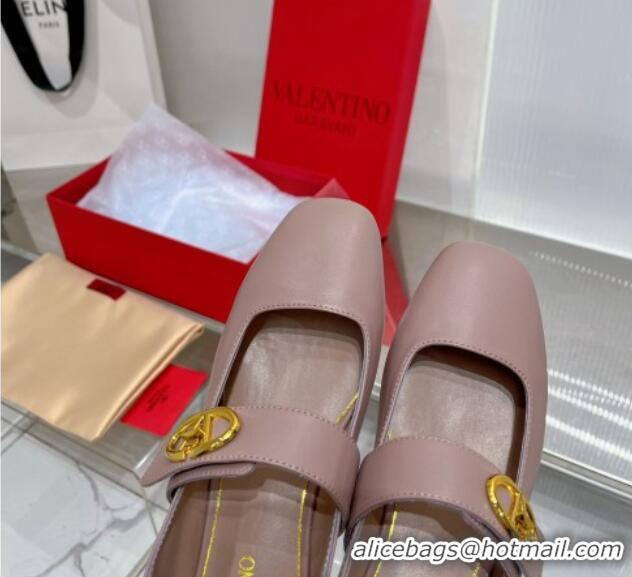 Purchase Valentino VLogo Mary Janes Ballerinas Flat in Lambskin Nude 0227005