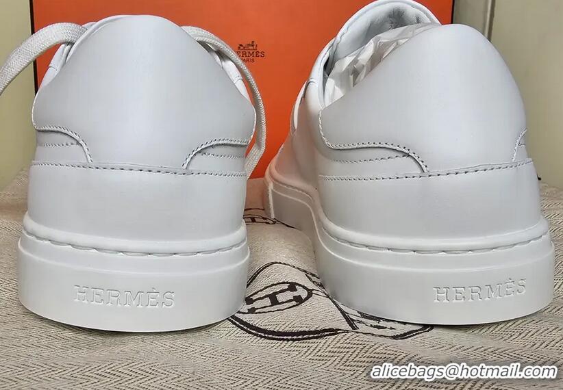 Grade Design Hermes Day Sneaker In Calfskin With Functional HE1450 White/Rose Gold