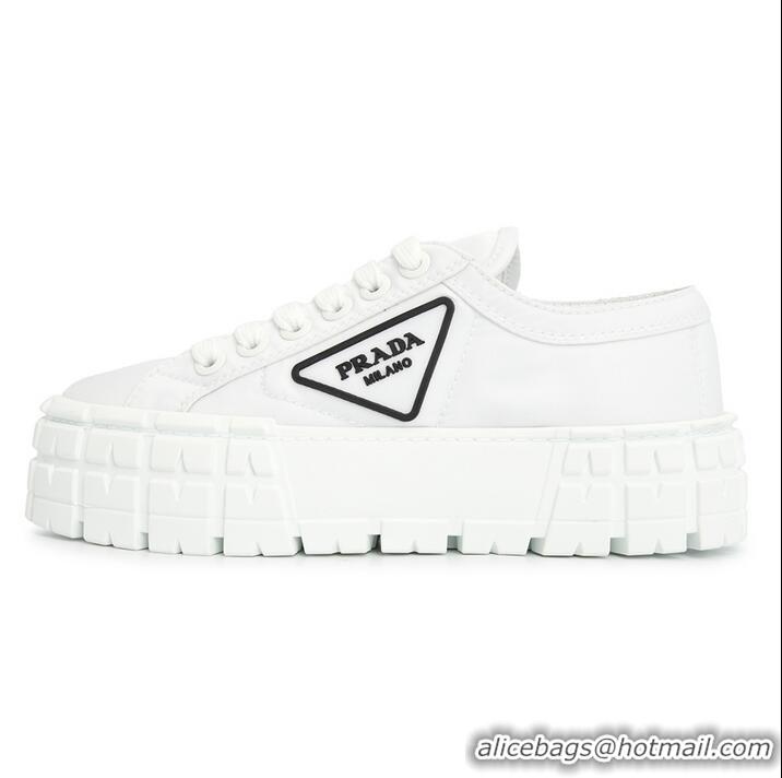 Market Sells Prada Double Wheel Re-Nylon Gabardine Sneakers PA8590 White/Black