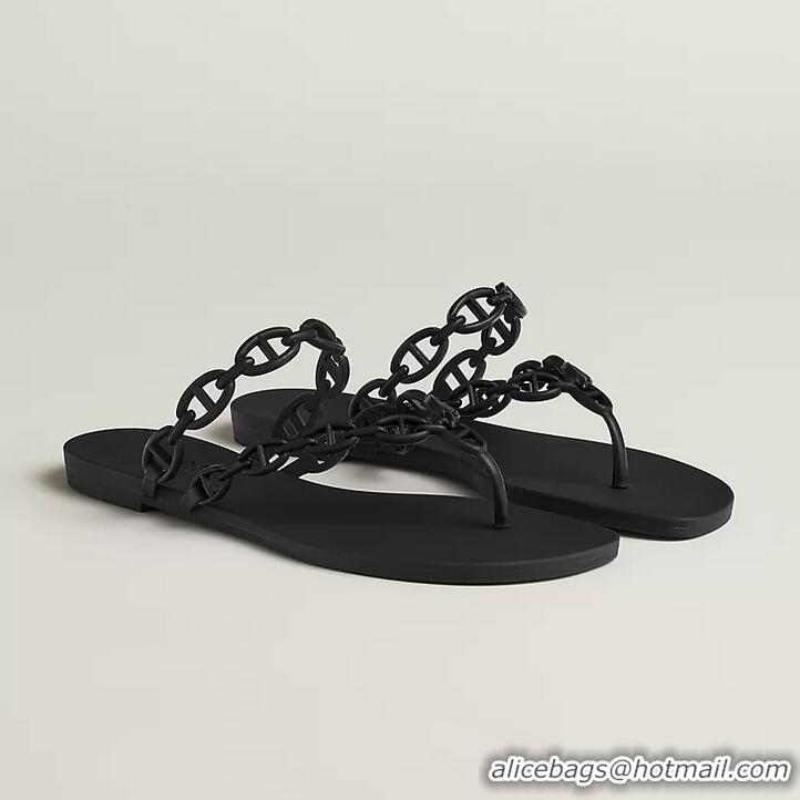 Promotional Hermes Island Sandal With Rubber Sole H3265 Black