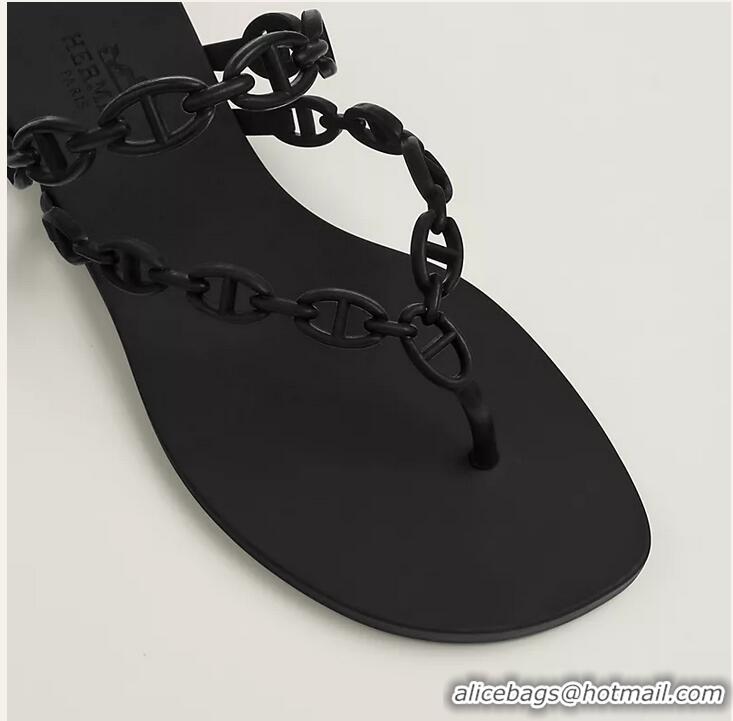 Promotional Hermes Island Sandal With Rubber Sole H3265 Black