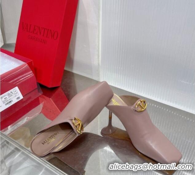 Top Grade Valentino The Bold Edition VLogo Heel Mules 6.5cm in Lambskin Nude 0227021