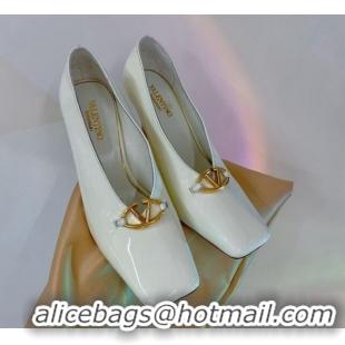 Cheap Price Valentino The Bold Edition VLogo Pumps 9.5cm in Patent Leather White 0227025