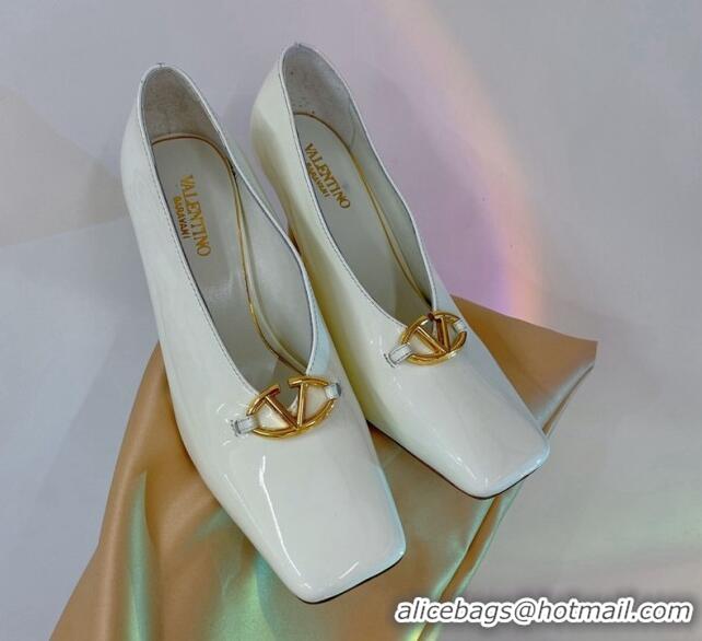 Cheap Price Valentino The Bold Edition VLogo Pumps 9.5cm in Patent Leather White 0227025