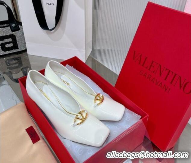 Cheap Price Valentino The Bold Edition VLogo Pumps 9.5cm in Patent Leather White 0227025