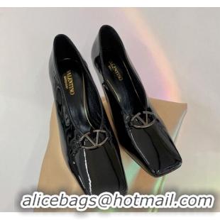 Good Quality Valentino The Bold Edition VLogo Pumps 9.5cm in Patent Leather Black 0227026