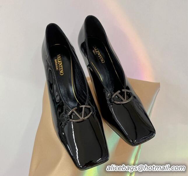 Good Quality Valentino The Bold Edition VLogo Pumps 9.5cm in Patent Leather Black 0227026