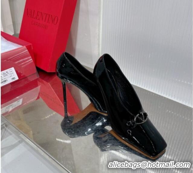 Good Quality Valentino The Bold Edition VLogo Pumps 9.5cm in Patent Leather Black 0227026