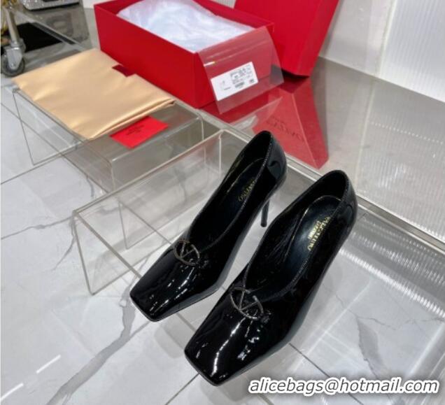 Good Quality Valentino The Bold Edition VLogo Pumps 9.5cm in Patent Leather Black 0227026