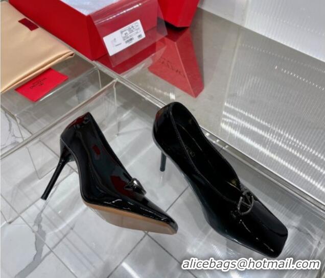 Good Quality Valentino The Bold Edition VLogo Pumps 9.5cm in Patent Leather Black 0227026