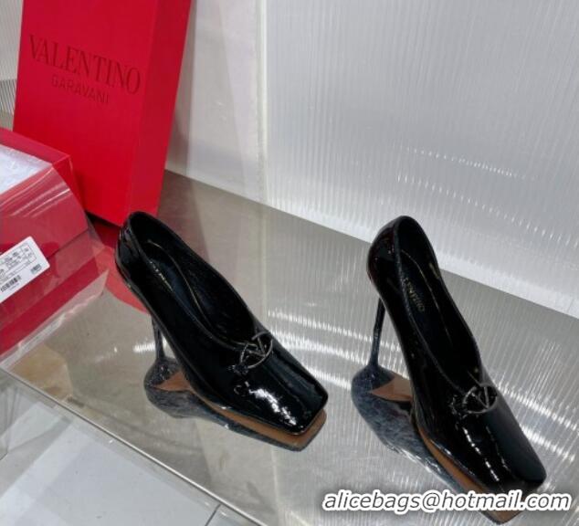 Good Quality Valentino The Bold Edition VLogo Pumps 9.5cm in Patent Leather Black 0227026