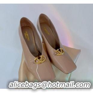 Popular Style Valentino The Bold Edition VLogo Pumps 9.5cm in Patent Leather Nude 0227027